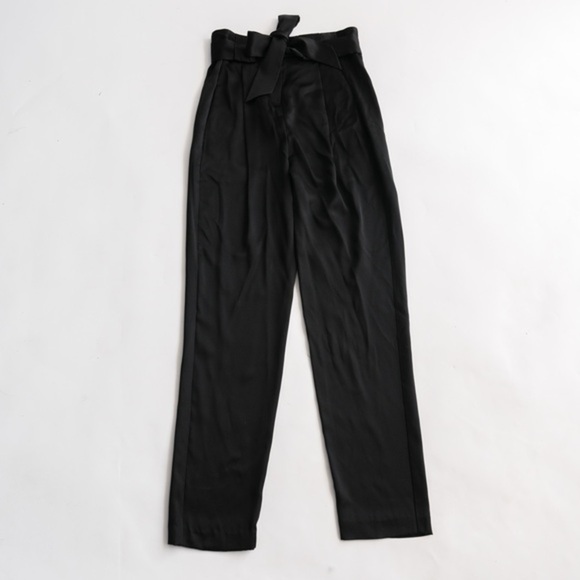 NWT MICHELLE MASON Belted Slim Black Silk Pants​ - Picture 3 of 8